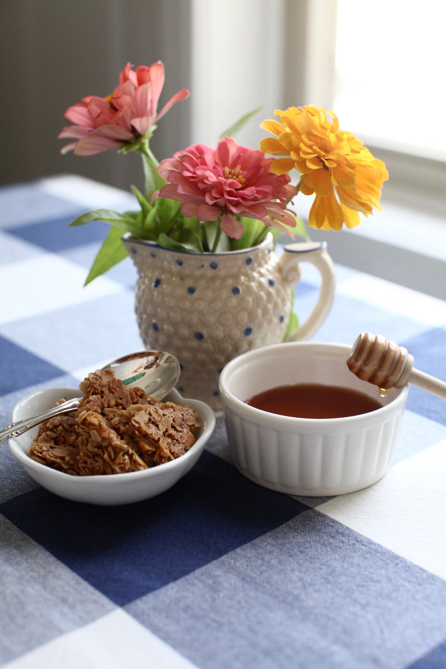 Peanut Butter Granola on breakfast table - Party of Hive Small batch made in Savannah, Georgia
