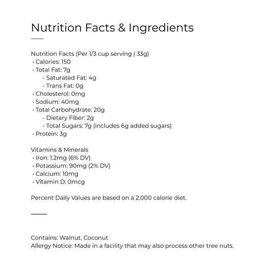 nutrition label party of five granola